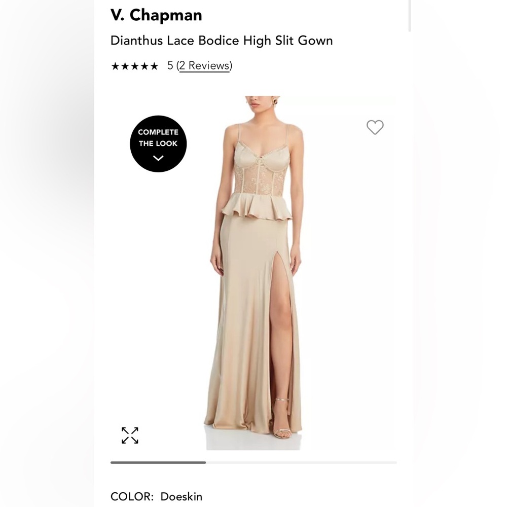 V Chapman Dianthus Lace Bodice High Slit Gown